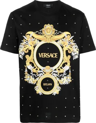 Baroque Crystal Grid-print T-shirt