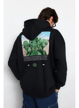 Sweatshirt - Black - Oversize 