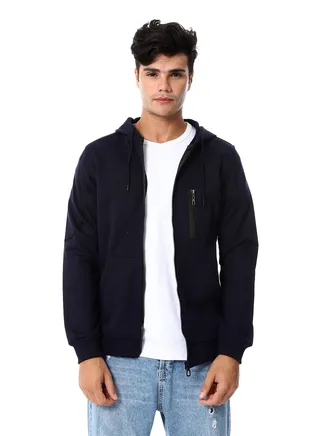 Mens Front Pockets Zipped Hoodie 