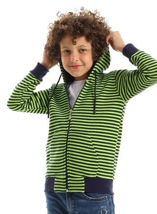 Unisex Striped Hoodie With Zipper 