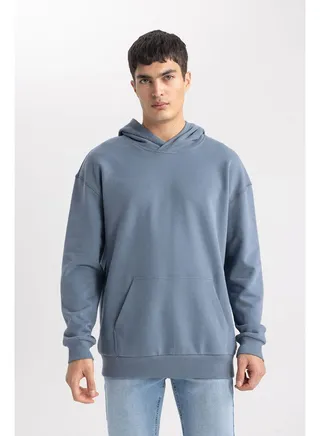 Man Comfort Fit Hooded Long Sleeve Knitted Sweat Shirt 