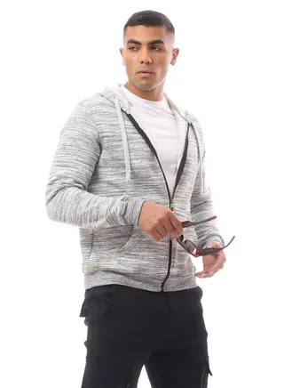 Heather Light Grey Hooded Sweat Shirt 
