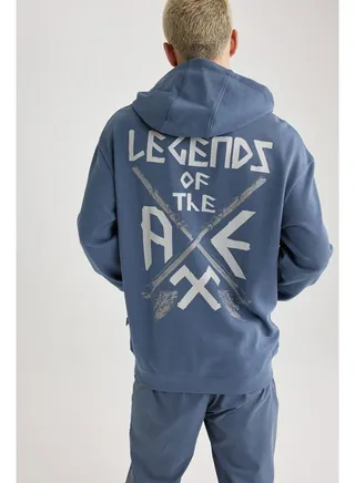 Man Boxy Fit Hooded Long Sleeve Knitted Sweat Shirt 