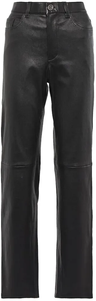 Terry high-rise leather pants