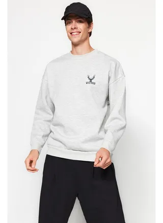 Sweatshirt - Gray - Oversize 