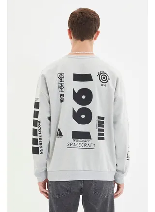 Sweatshirt - Gray - Oversize 