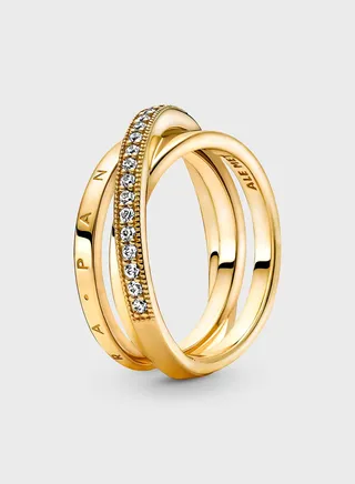 Crossover PavÃ© Triple Band Ring