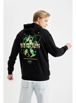 Man Boxy Fit Hooded Long Sleeve Knitted Sweat Shirt 