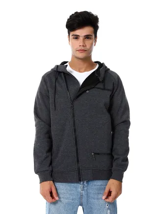 Mens Front Pockets Zipped Hoodie 