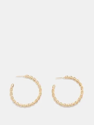 Knife Edge Large 18kt Gold Hoops