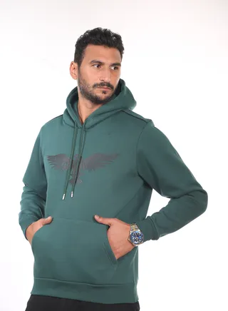 Hoodie Milton Printed Eagle Army Green 