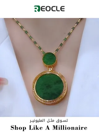 Jade Pendant Original Design Jade Safety Buckle Fashion Temperament Jade Pendant Versatile Necklace Spinach Green Pendant 
