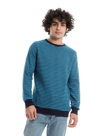 Mens Round Neck Stripped Sweatshirt 