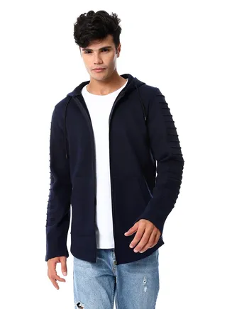 Mens Front Pockets Zipped Hoodie 