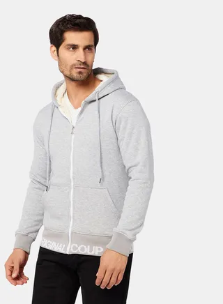 Logo Hemline Zipper Hoodie 