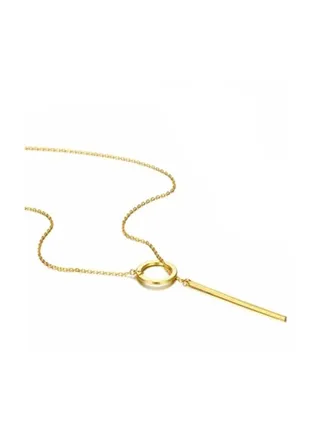 Line And Circle Y Shaped Chain Necklace 