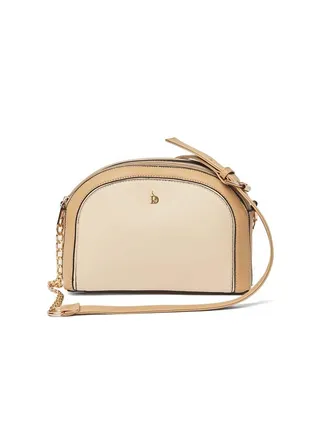 Fancy Faux Leather Logo Embellished Bag With Chain Shoulder Strap 