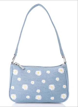 Stitched Flowers For Practical Shoulder Bag 
