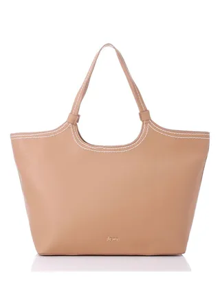 Outlined Stitching Detail Leather Simple Black Shoulder Bag 