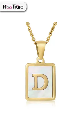 Capital Letter A-Z Initial Chain Necklace For Girls Women Stainless Steel Square Charm A-Z Alphabet Pendant Necklace Good idea for birthday gifts graduation commemorations or classmate gifts 