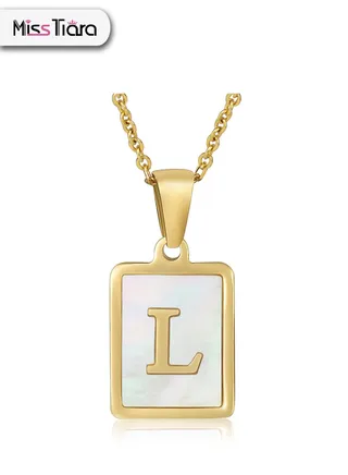 Capital Letter A-Z Initial Chain Necklace For Girls Women Stainless Steel Square Charm A-Z Alphabet Pendant Necklace Good idea for birthday gifts graduation commemorations or classmate gifts 