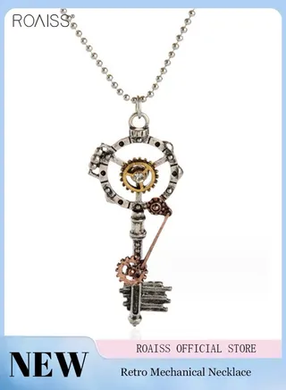 Unisex Fashion Key Necklace Creative Vintage Gear Necklace Steampunk Pendant 