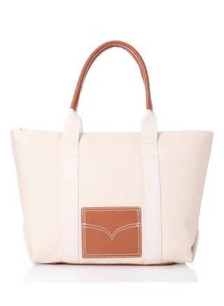 Large Sized Light Blue & White Denim Practical Shoulder Bag 