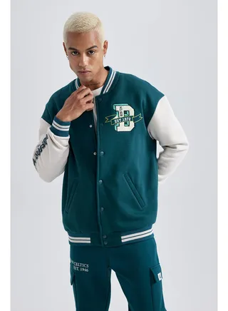 Men Knitted Bomber College Neck Long Sleeve Cardigan 