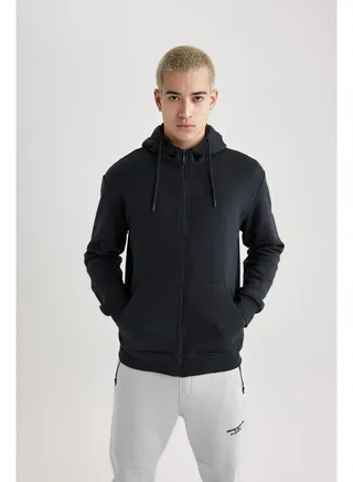 Man Regular Fit Hooded Long Sleeve Knitted Cardigan 