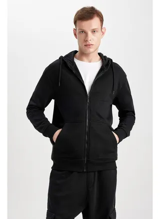 Man Regular Fit Hooded Long Sleeve Knitted Cardigan 