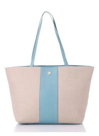 Vertical Leather Detail For Linen Essential Shoulder Bag 