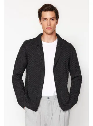 Cardigan - Gray - Slim fit 