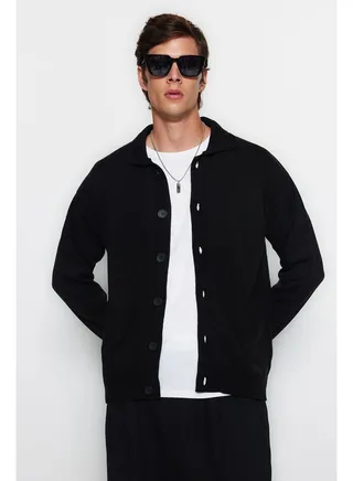 Cardigan - Black - Regular fit 