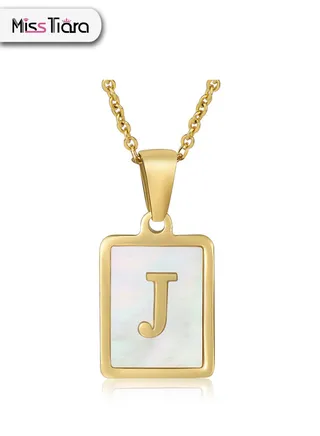 Capital Letter A-Z Initial Chain Necklace For Girls Women Stainless Steel Square Charm A-Z Alphabet Pendant Necklace Good idea for birthday gifts graduation commemorations or classmate gifts 