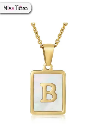 Capital Letter A-Z Initial Chain Necklace For Girls Women Stainless Steel Square Charm A-Z Alphabet Pendant Necklace Good idea for birthday gifts graduation commemorations or classmate gifts 