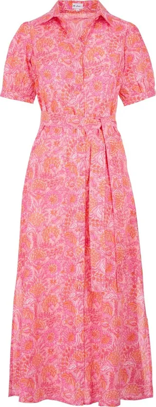 At Last... - Cotton Maddie Dress In Pink With Orange Flower