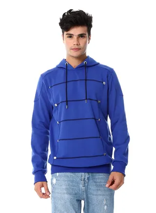 Mens Closed Hoodie With Silver Buttons 