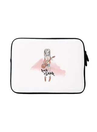 Rockstar Girl Designer Sleeve With Strap For Apple MacBook White/Pink 