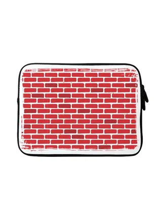 Red Bricks Wall Designer Sleeve With Strap For Apple MacBook Red/White 
