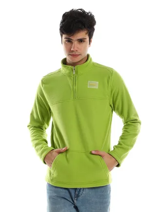 Hips Length Zip Through Neck Sweater - Pistachio 