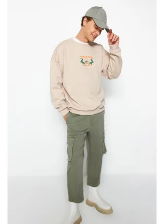 Sweatshirt - Beige - Oversize 