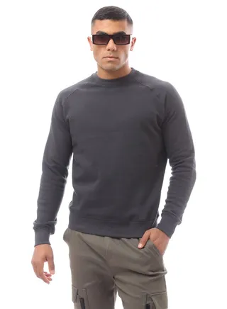 Dark Grey Slip On Round Neck Sweat Shirt 