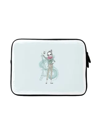 Selfie By Eiffel Designer Sleeve With Strap For Apple MacBook Blue 