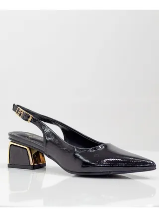 Gabrina heel pu closed toe sling court black 