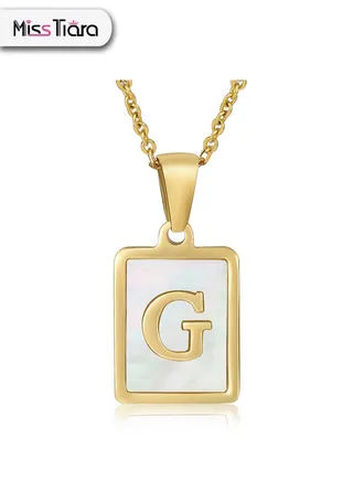 Capital Letter A-Z Initial Chain Necklace For Girls Women Stainless Steel Square Charm A-Z Alphabet Pendant Necklace Good idea for birthday gifts graduation commemorations or classmate gifts 