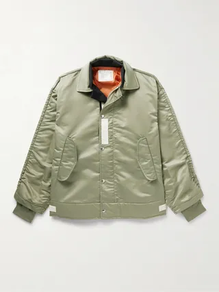 Webbing-Trimmed Nylon Bomber Jacket