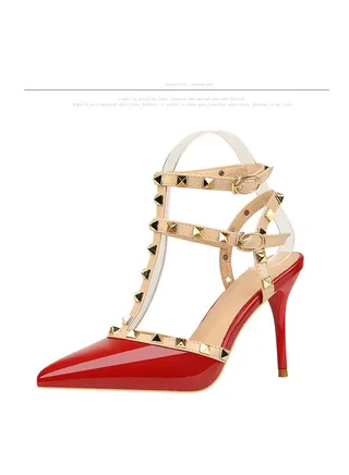 Summer New Europe And The United States Fashion Rivets Pointed High Heels 