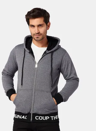 Logo Hemline Zipper Hoodie 