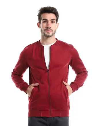 Mens Sweat Shirt With Front Pockets And Through Zipper 