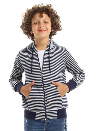 Unisex Striped Hoodie With Zipper 